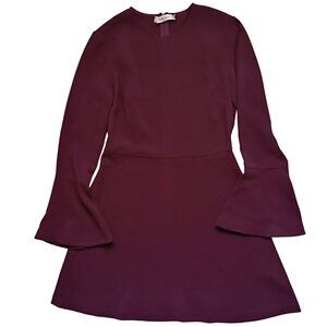 A.L.C. Women’s Size 8 Burgundy Fit & Flare Mini Dress – Bell Sleeve